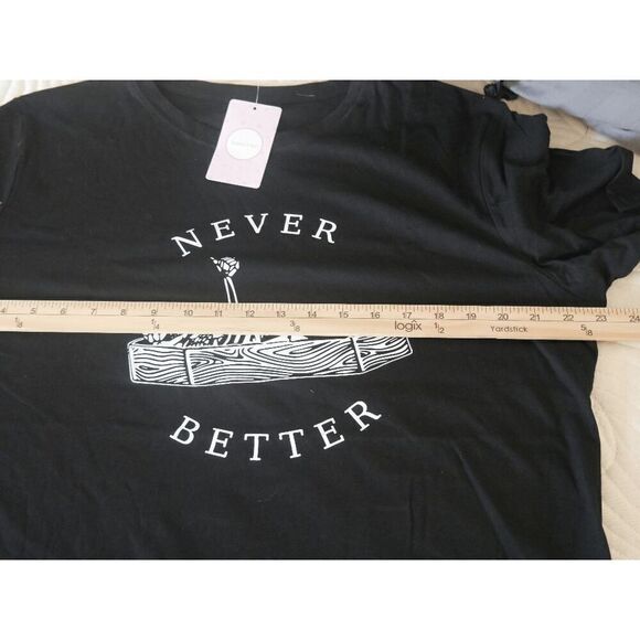 Teedino Women's 'Never Better' Skeleton Shirt Short Sleeve Skull Graphic Horror - Picture 5 of 8